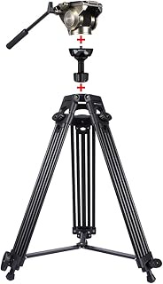 Yhongxia 3 in 1 (Tripod + Bowl Adapter + Black Fluid Drag Head) Heavy Duty Video Camcorder Aluminum 