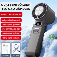 Quạt cầm tay mini sạc điện JF168 có sò lạnh 200 cấp độ gió màn LCD pin TRÂU 6000mAh-KSS
