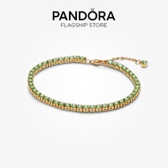 Pandora 14K Gold Sparkling Green Tennis Bracelet