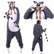 Monkey Kigurumi Adult Cosplay Pajama Women Onesie Winter Warm Sleepwear Homewear Animal Lemur Costume Jumpsuit