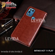 Leather Case Flip Infinix Hot 11 Play flip Cover Kulit Sarung Buku