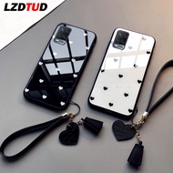 LZDTUD Casing For OPPO A93 A74 A54 5G 4G Case Fashion Love Heart Glass Phone Cover + Wristbands Lanyard