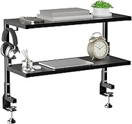 PUTORSEN 24'' Clamp on Desk Shelf, 2 Tier Shelving Unit above or below Desk, Customized Space Desk S