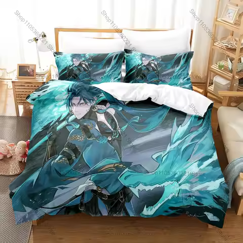 Jiyan Wuthering Waves Bedding Set Duvet Cover + 2 Pillowcases Midnight Ranger Aero Qingloong Gamer B