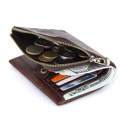 CONTACT'S Genuine Leather Short Wallets for Men Bifold Card Hoder Coin Purse Money Clip Name Engravi