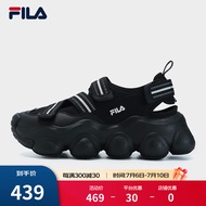 斐乐（FILA）女鞋草莓凉鞋新款厚底增高玛丽珍运动魔术贴凉拖 黑-BK 37.5