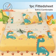 Dansunreve Garterized Fittedsheet Cartoon Bed Sheet Dinosaur Print Mattress Protector Single Queen King Size Pillowcase