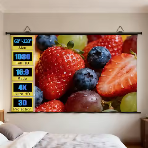 XIAOHUI Projector Screen,60 -133 Inch Reflective Fabric Cloth Projection Screen For HY300 Projetor X