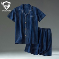 EAGLADE Pajama Sleepwear Clothes Pyjamas for Men Stretchable Breathable in Navy Blue G07