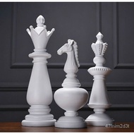 Retro Resin Chess Pieces Ornaments Large Chess Figurines Decoration Chessman Board Game Home Decoration Crafts Chess Set