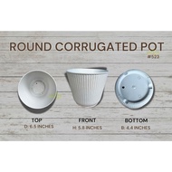 Round Corrugated White/Offwhite Pot 5/10/20 PCS. 523 (5.8 Inches x 6.5 Inches x 4.4 Inches) - TGC