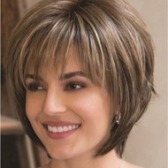 Fashion Women's Wig Short Hair Mixed Color Straight Hair Air Bang Short Hair Wig