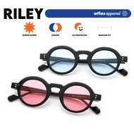 Atlas Apparel RILEY Unisex UV Protected Tinted Sunglasses (Size40) - UV400, Round Frame, Tinted Lens