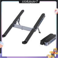 2in1 Foldable Laptop Stand & USB C Hub Adjustable Holder Multi Port USB C Docking Station for 10-17 