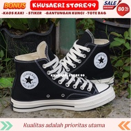 Sepatu Sekolah Converse70S Allstar Hitam Tinggi Sepatu Sneakers Pria Sepatu Murah Pria Sepatu Kets P