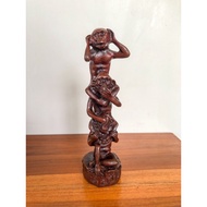 Monkey 3 Monkeys Ears Eyes Mouth Neck Riding Mysterious Statue 16.5 Cm Tall