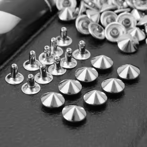 KALASO 100Sets 6mm 8mm10mm DIY Punk Rock Silver Conical Rivet Spikes For Clothes Shoes Bags Decorati