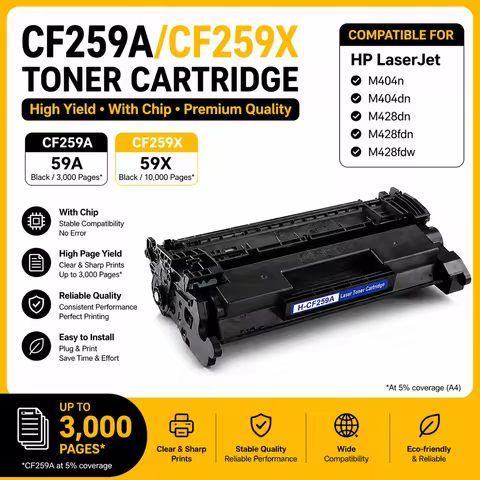 CF259A CF259X Toner Cartridge Compatible for HP LaserJet M404n M404dn M428dn M428fdw 59A 59X With Ch