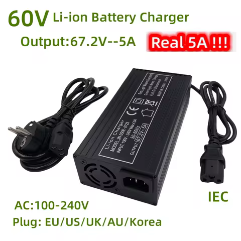 60V Fast Charger 67.2V/5A 67.2V Fast Charger For 16S 60V Lithium Battery Charger IEC/PC Connector St