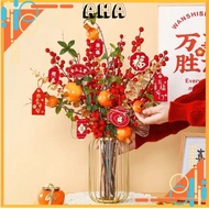 Red Peach Branches With Pre-Decorated Flower Branches CNY 12 Branches