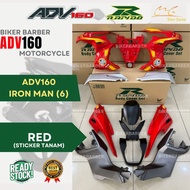 RAPIDO Honda Adv160 Iron Man (6) Red Body Coverset (Sticker Tanam) Motorcycle Accessories