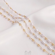 Color Retention 14K Gold Plated Pearl Chain