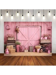 1件粉色經典農舍背景布條210*150/150*100/100*75cm牛仔粉色派對裝飾家居裝飾用於臥室、客廳、攝影背景、自拍景觀裝飾