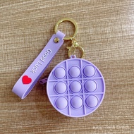 Coin Purse Round Shape Daisy Keychain Cute Cartoon Fidget Stress Relief Pop It Bubble Bag Pendant [COD]