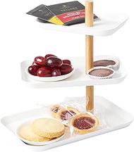 YAMAZAKI Home Rin 3-Tier Accessory Tray - Jewelry Holder & Storage Organizer, Metal With Wooden Acce