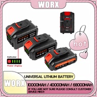 WORX Universal Lithium-Ion Battery for Cordless Drills-10Ah/40Ah/68Ah with LED Power Indicator, High