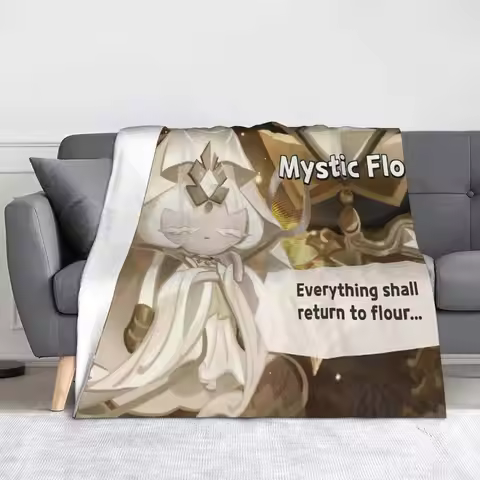 Mystic Flour Cookie Coral Fleece Plush Throw Blanket Cookie Run Kingdom Blanket for Home Travel Supe