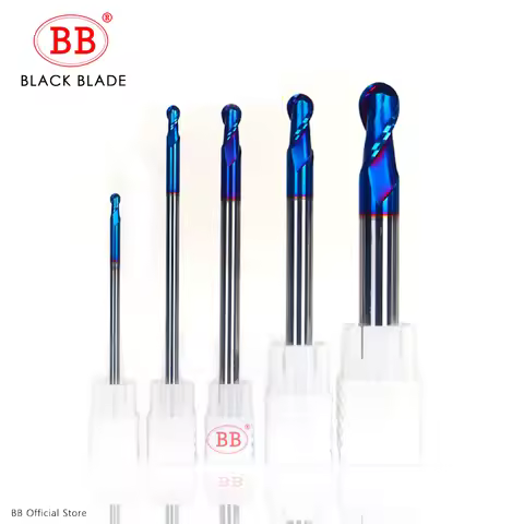 BB Ball Nose End Mill Tungsten Carbide Cutter CNC Router Bit Milling Tool R0.5 6mm 8mm 10mm HRC45 55