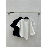 Women's 2IGK Spring Summer Solid Color Knitted Round Neck Short Sleeve Top