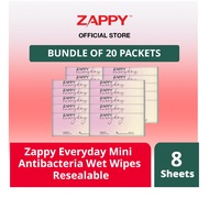 Zappy Everyday Mini Antibacterial Wet Wipes 8 Sheets