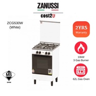 Zanussi Freestanding Cooker 3 Gas Burner & 62L Gas Oven Cooker | ZCG530W (Dapur Gas Cooker Ketuhar)