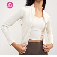Yoga Sports Jacket Ribbed Baseball Top Slim