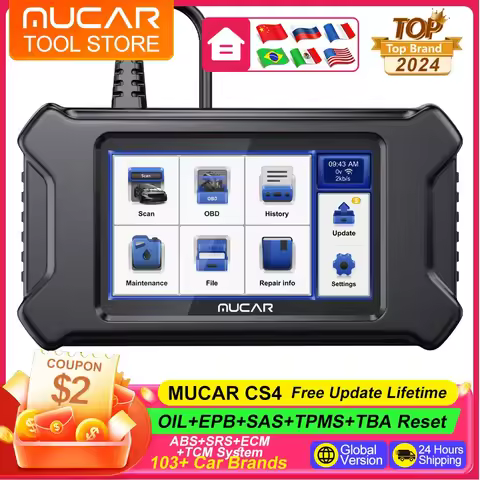 MUCAR CS4 Diagnostic Tools 4 System OBD2 Scanner Oil/Brake/SAS/TPMS/ETS 5 Reset Lifetime Free Car Au