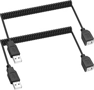 MEIRIYFA USB 2.0 A Male to Type B Female Printer Cable Converter Adapter Extension Spring Coiled Cpr