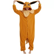 Cartoon Eevee Pajamas With Hooded Flannel For Home Halloween Costume