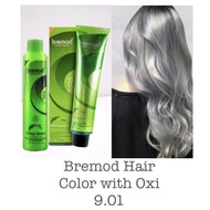 Bremod ASH Hair Color Metallic Gray 9.01 with Oxi cream