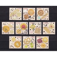 Set of 10 Japanese Postal Stamps - Cookies | Japan - Happy Greetings Cookies 84yen 2021 (10) | Used/