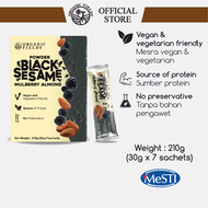 ORGANIC FIELDS Black Sesame Mulberry Almond Powder 30g x 7 sachet | Vegan Friendly | Source of Prote