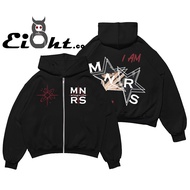 Black Y2K Minority Zipper Hoodie - Black Y2K Zipper - Men's Thick Cotton MNRS Zipper Hoodie withWani