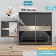 🔥 Premium 🔥  Gold Frame Wardrobe 5x8/6x8/8x8 Anti Jump Sliding Door Wardrobe | Glass door | Melamine
