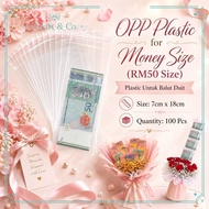 OPP Plastic Money Sleeve Self Adhesive 7x18cm 100pcs for RM1 RM5 RM10 RM20 RM50 RM100 Duit Tarik Mon