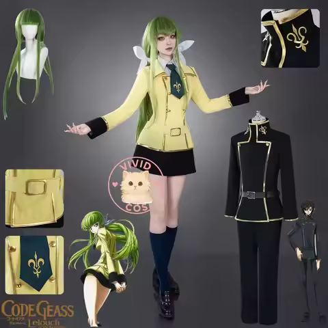 Hot Anime Code Geass Cosplay Costume Lelouch Lamperouge and CC Role Play High Quality Uniform Suits 
