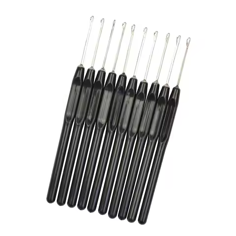 10pcs Crochet Locks Black Plastic Handle Hook Needle Crochet Hook Dreadlocks Accessories for Hair Ex