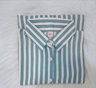 Tunik Kemeja Garis Salur Cewek Kekinian Bawah lutut