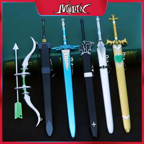 Sword Art Online 22CM Elucidator Anime Kirito Weapon Yuuki Asuna Green Rose Sword Real Steel Katana 