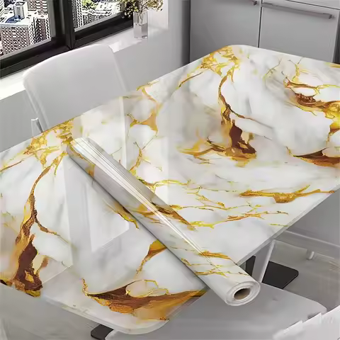 Yellow imitation marble pattern DIY self-adhesive wallpaper kitchen stove oil resistant sticker wate